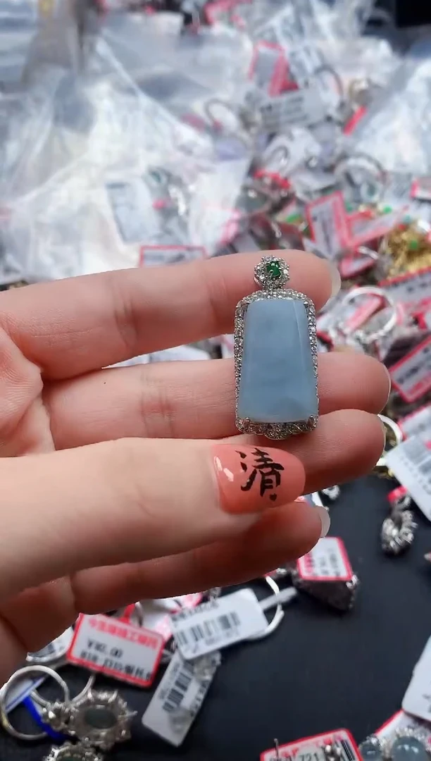 银S925镶嵌戒指翡翠天然A货缅甸翡翠