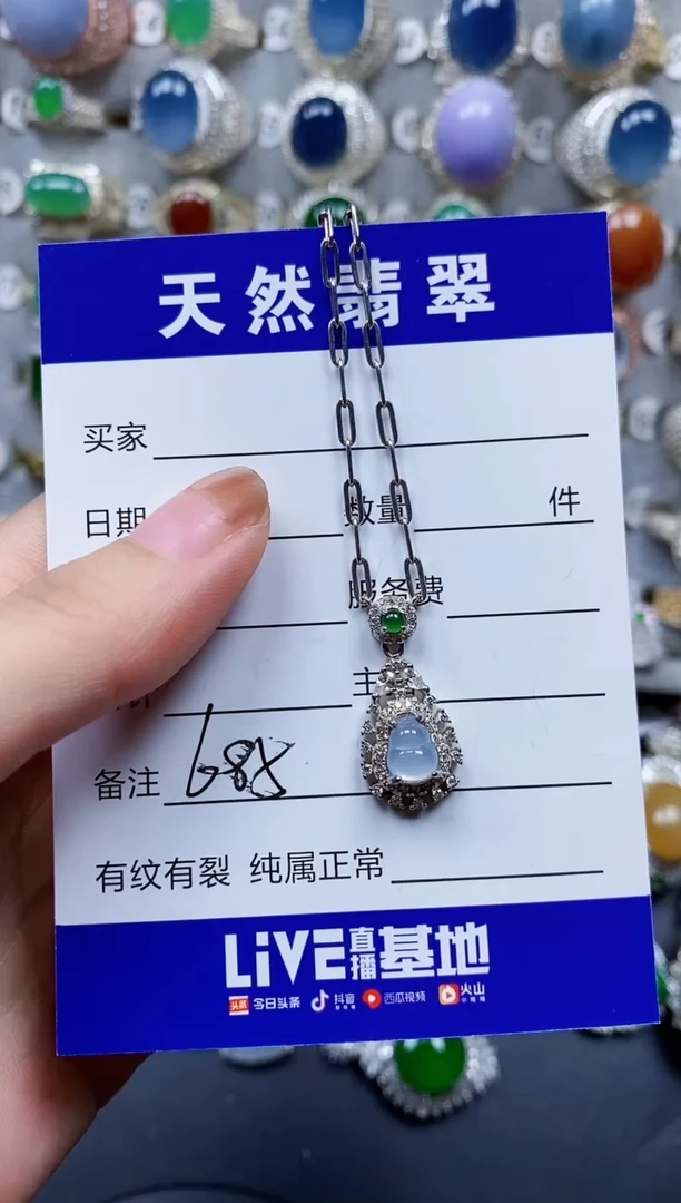 翡翠银S925镶嵌颈饰685