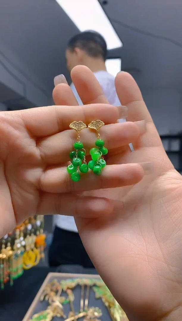 【闪购商品】翡翠耳饰合金96翡翠耳钉