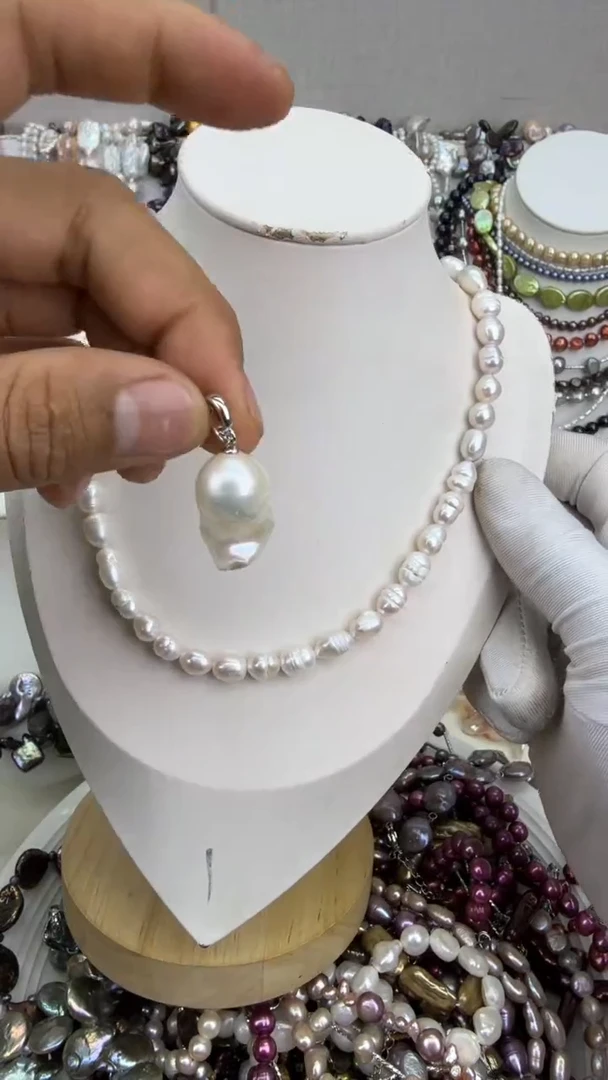 颈饰银S925镶嵌淡水珍珠1