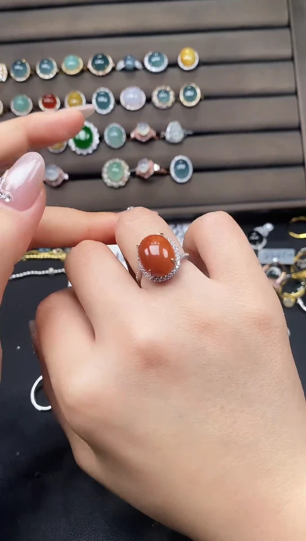 银S925镶嵌戒指翡翠253896