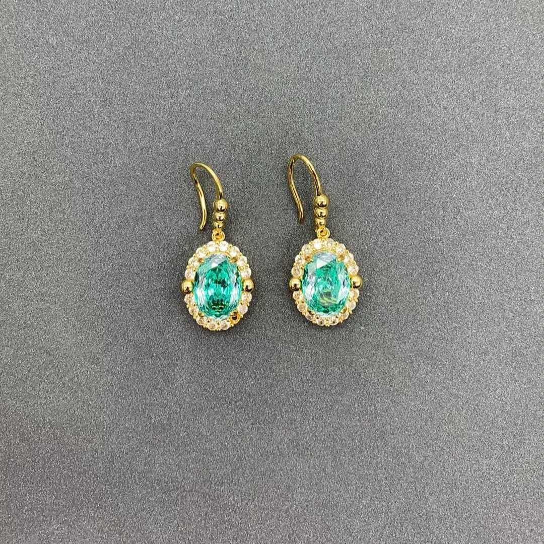 瑞福珠宝 手工镶嵌 百搭款蛋面耳饰 W453