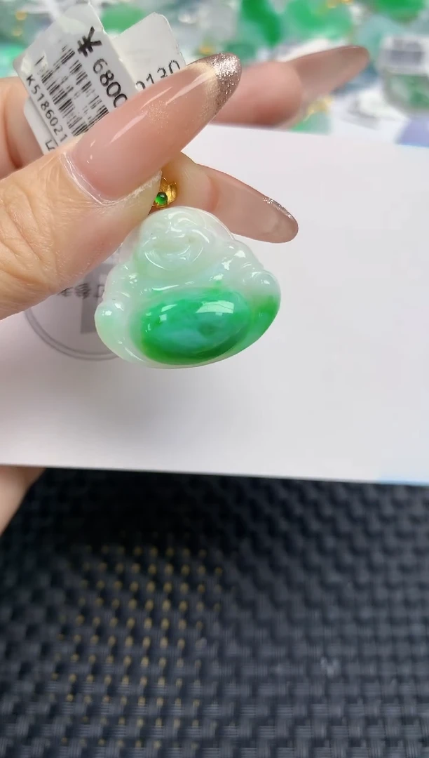 颈饰18K金镶嵌翡翠天然缅甸A货翡翠百元以上9元证书费自理