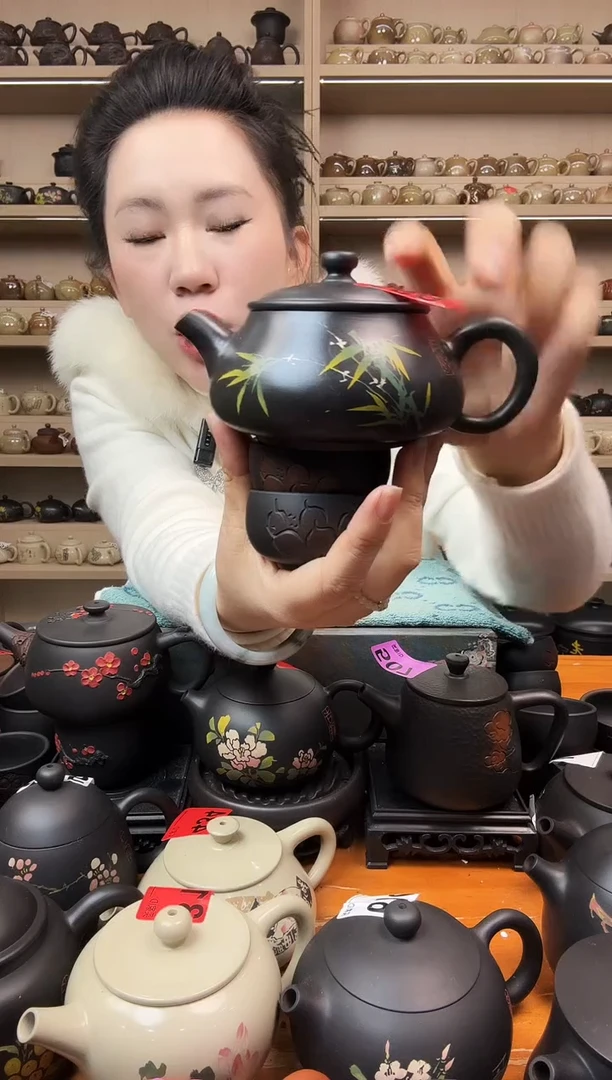 壶彩填明炉壶+2线雕杯 469