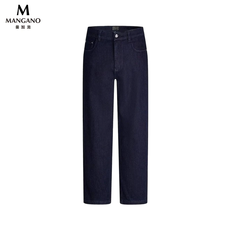 曼加龙24春秋男款休闲阔版复古时尚牛仔裤百搭加绒保暖长裤2307