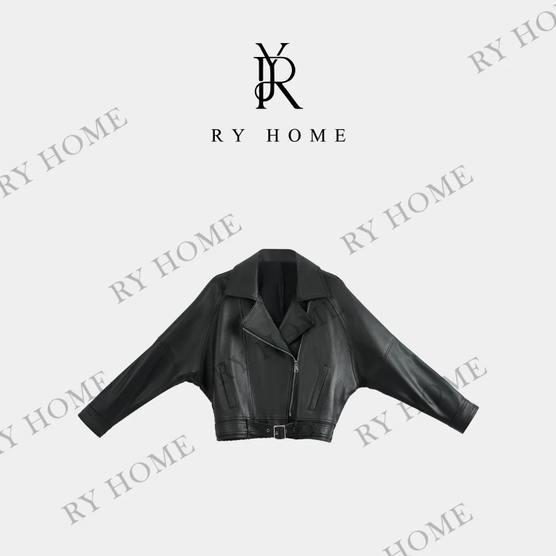【容雨RYHOME】“机车少女”设计款百搭重工皮衣女外套W1411