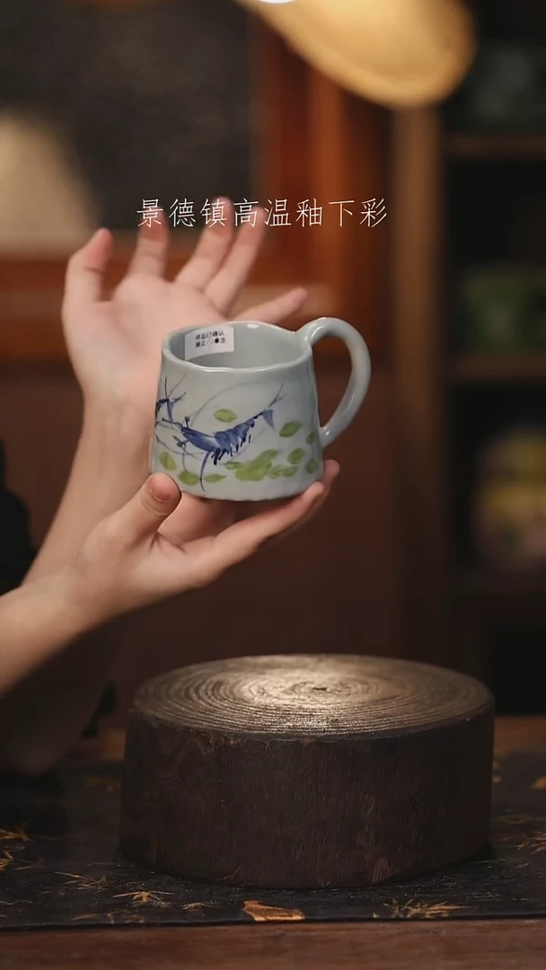 陶瓷景德镇高温釉下手绘陶瓷@L076@