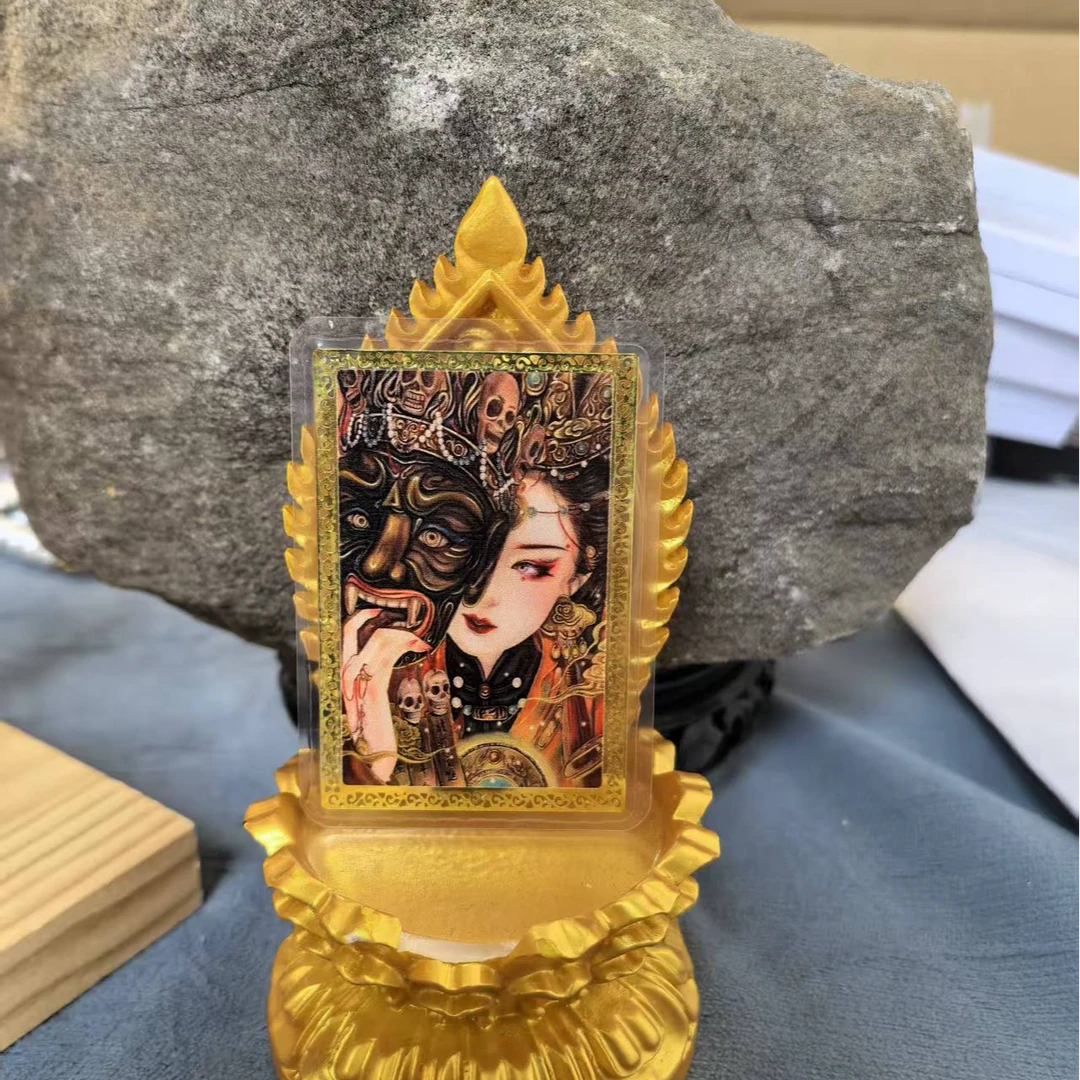 新版2025扎基拉姆金卡西藏扎基卡彩绘金箔卡黄铜母卡护身铜卡