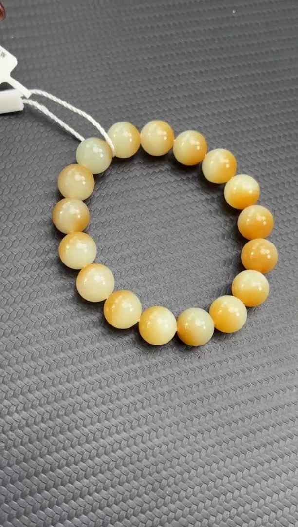 未镶嵌手串和田玉若羌微色差糖白聚宝盆卡12手串