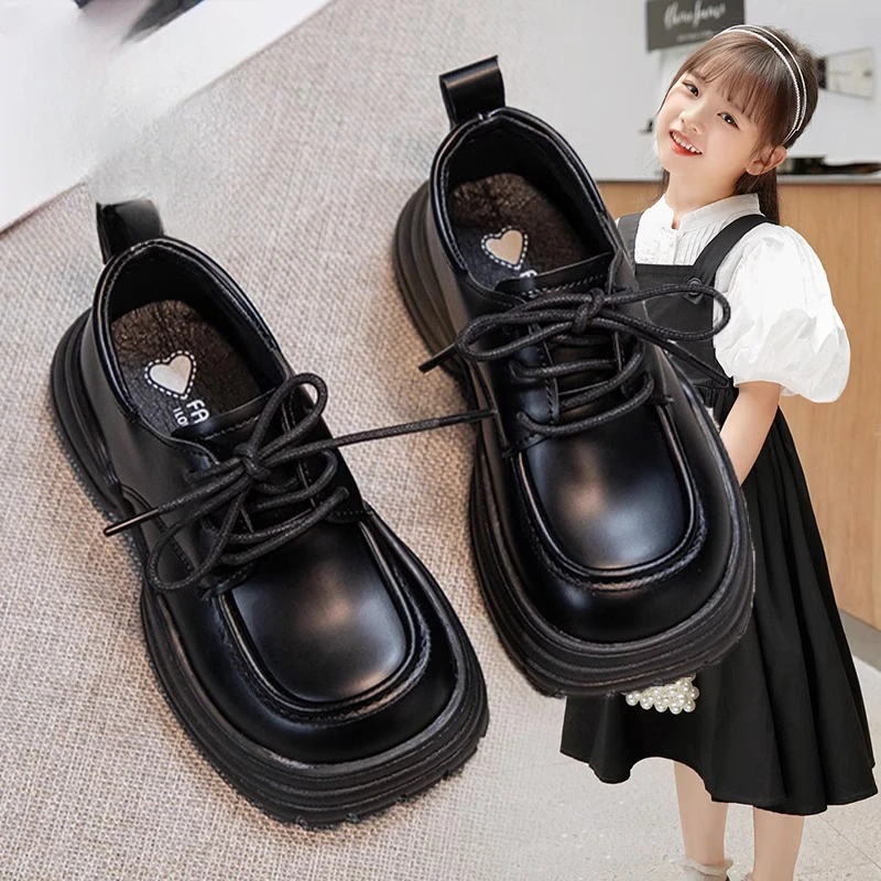 G.DUCKKIDS小黄鸭女童小皮鞋英伦2024春秋新款经典儿童乐福鞋厚底