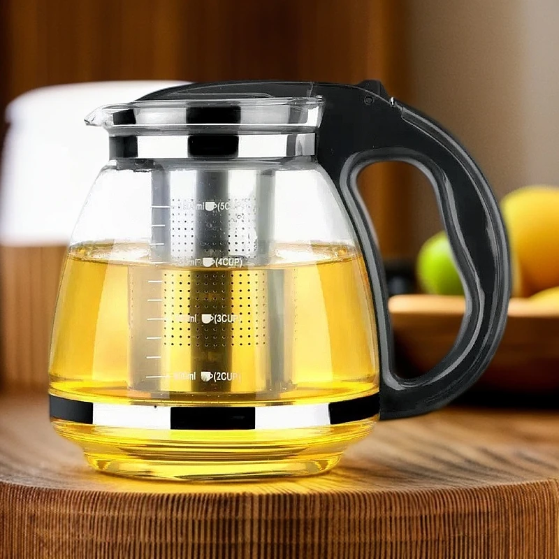 泡茶壶凉水壶玻璃花茶壶大容量茶壶耐高温家用茶壶电透明壶-XLD