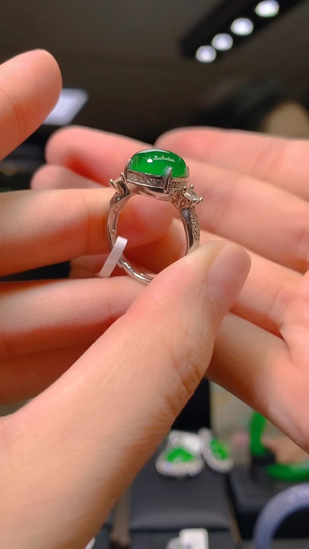 银S925镶嵌戒指翡翠009（多样性发其一）