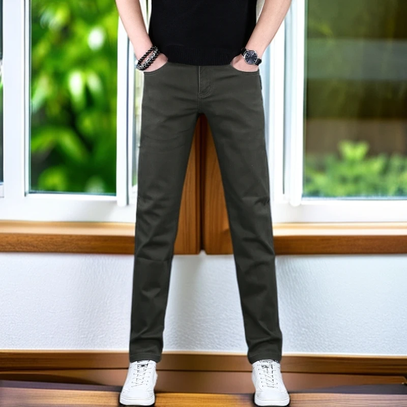 娜罗普西牛仔裤男士新款秋冬厚款休闲百搭长裤修身小脚裤潮流弹力