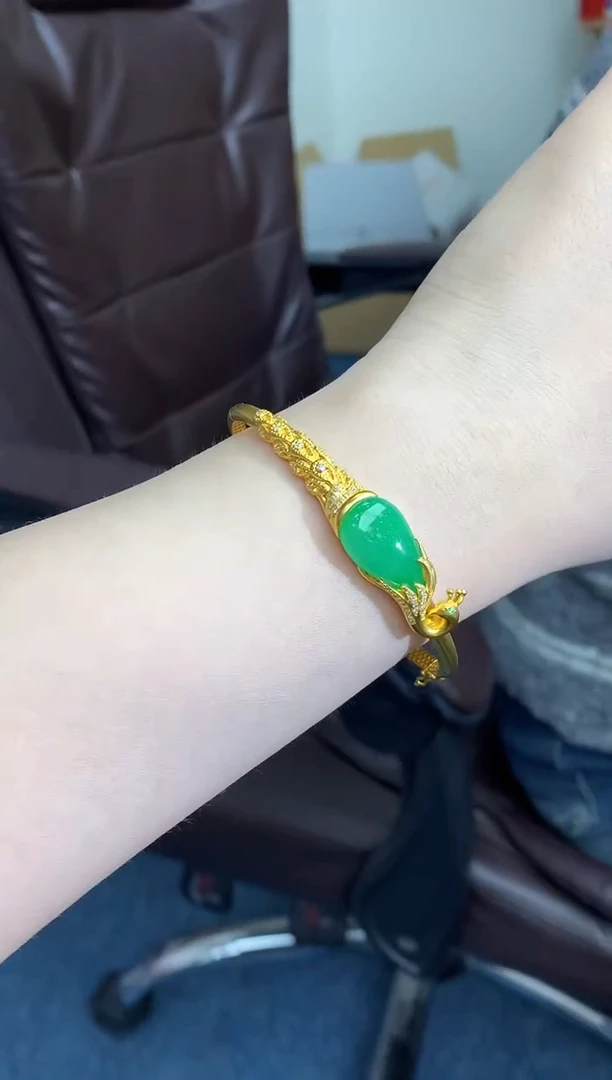 【闪购商品】翡翠手镯18K金镶嵌754-中国好珍宝