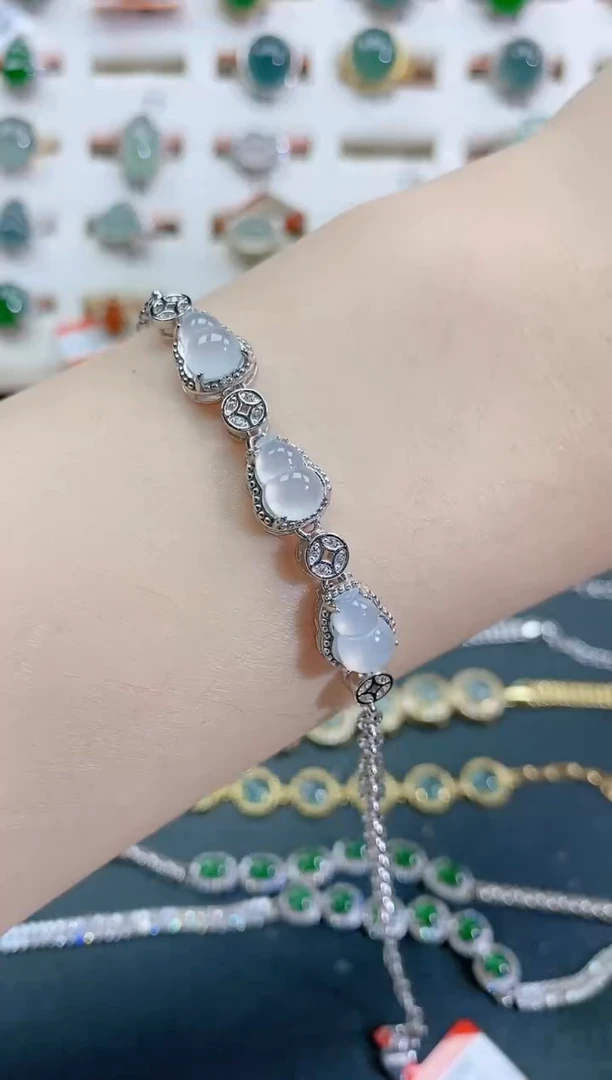 银S925镶嵌手链翡翠天然翡翠