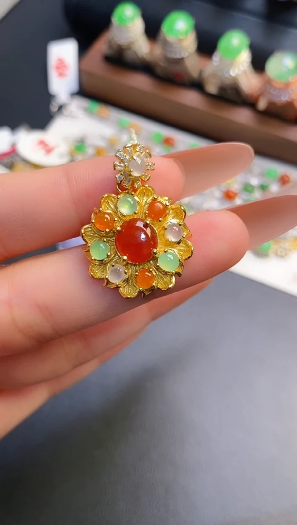 银S925镶嵌戒指翡翠天然