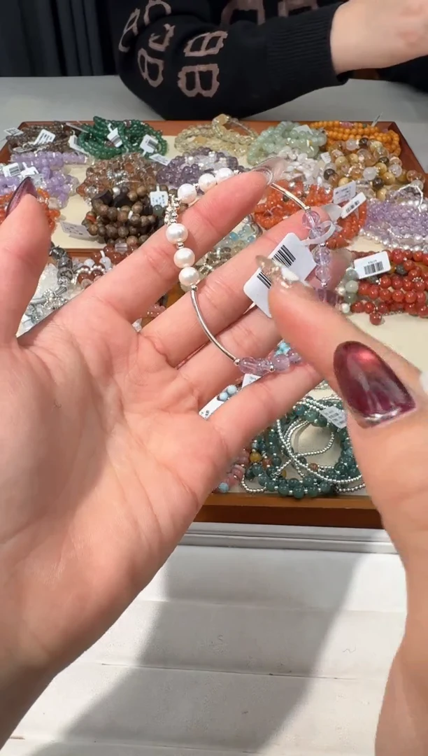 【闪购商品】水晶手链银S925镶嵌D190紫水无事牌弯管设计款