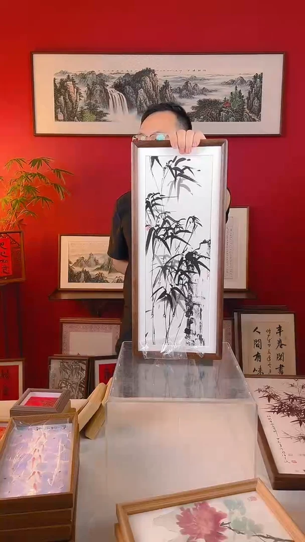 【闪购商品】国画22*52厘米墨竹实木画框