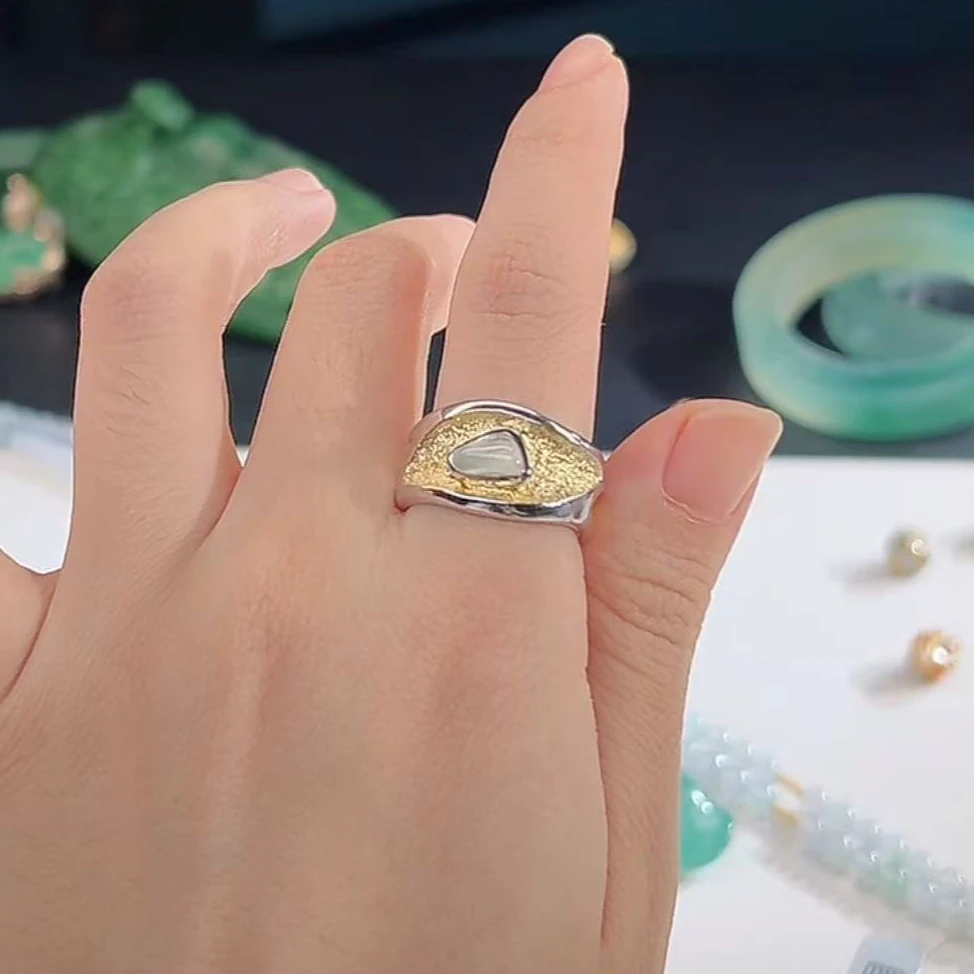 【庄家翡翠】银镶戒指