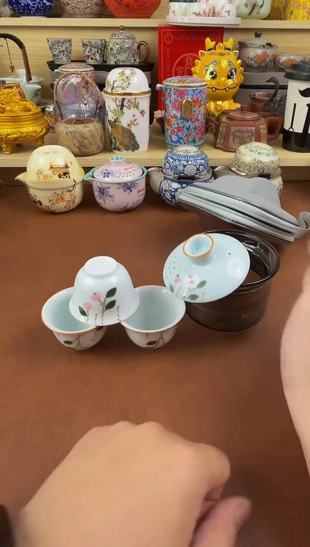 陶瓷茶具摆件旅行套组