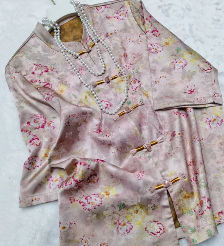 (亭台蝶恋)新中式 2025 夏季新款时尚盘扣旗袍式气质中袖外套