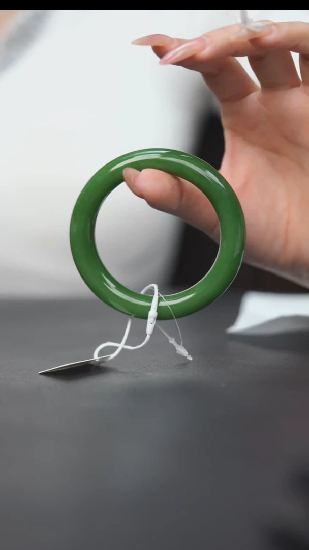 未镶嵌手镯和田玉HA00835粉绿手镯-----56