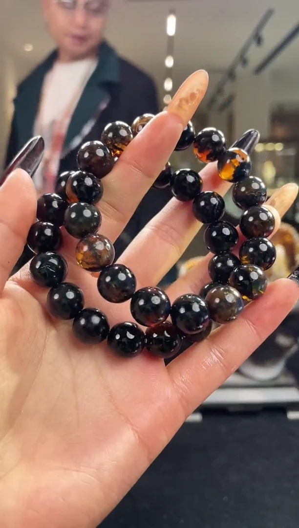 琥珀颈饰未镶嵌缅甸琥珀灵草手串11+多样性发其一