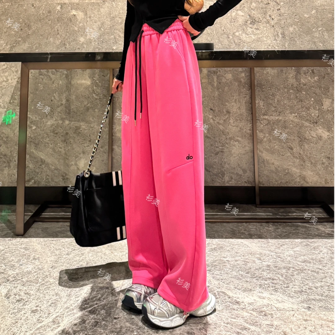 2025秋季新品质加厚高腰刺绣显瘦百搭弯刀时尚休闲直筒阔腿裤2911