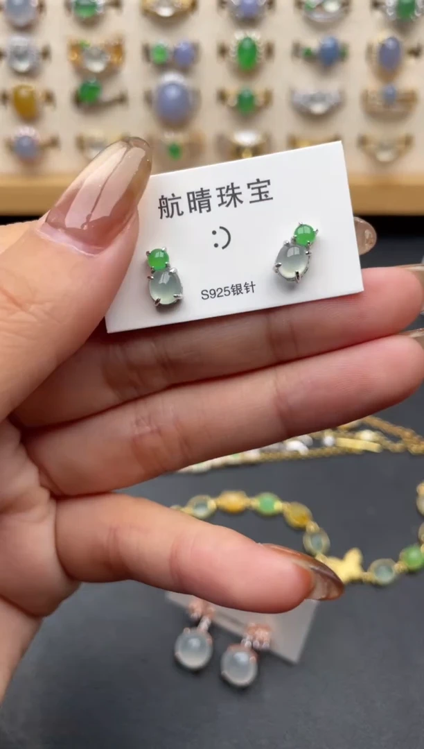 翡翠戒指银S925镶嵌一物一证一礼盒
