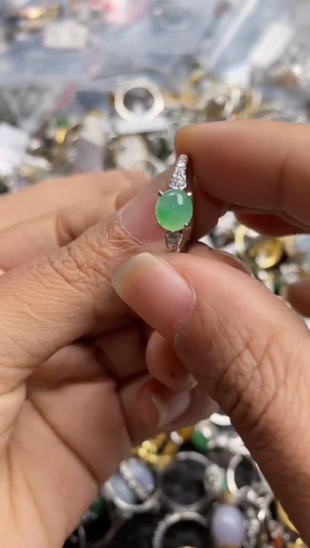 银S925镶嵌戒指翡翠10-10