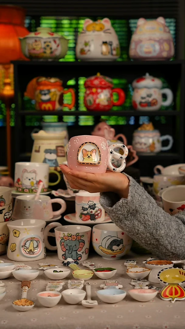 陶瓷无盖款景德镇高温釉下彩纯手绘创意瓷