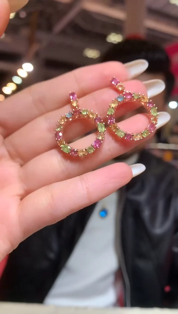 银S925镶嵌耳饰碧玺【宝石世家严选】