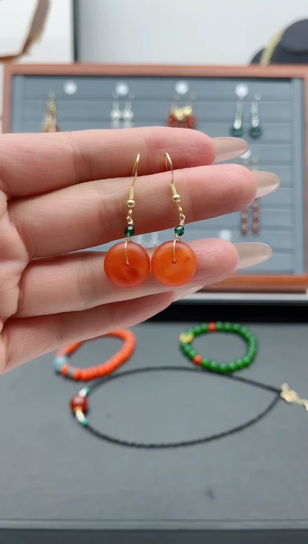 【闪购商品】蜜蜡耳饰银S925镀金镶嵌019小蜜蜡