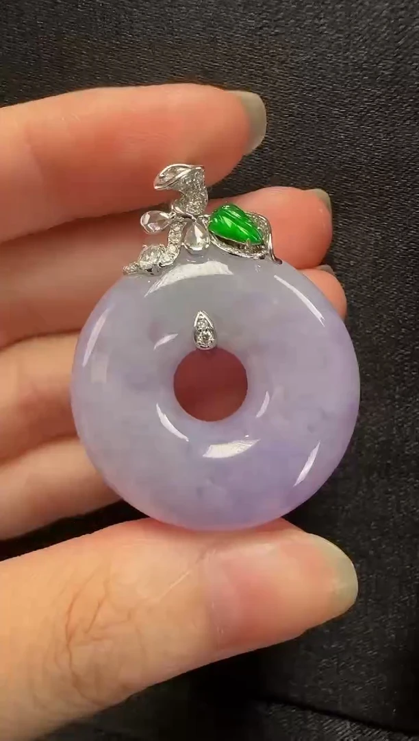 颈饰18K金镶嵌翡翠941甜甜圈一个