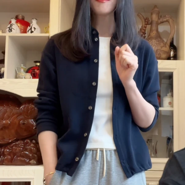 2025春季新款 高定棉感刺绣肌理拼接抽绳单排扣休闲外套LK2501312