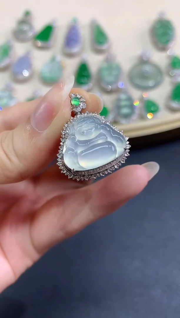 吊坠(不含链)18K金镶嵌翡翠吊坠(不含链)|9800