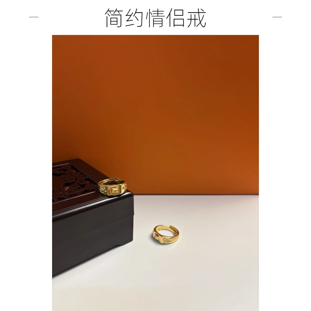 合金戒指 CUICANJI合金情侣戒指饰品简约指环高级感冷淡风轻奢
