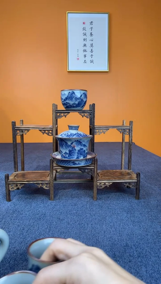 美**来釉里红3个盖碗+2个主人杯