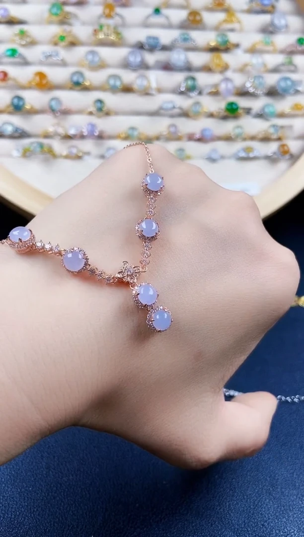 翡翠银S925镶嵌颈饰12349