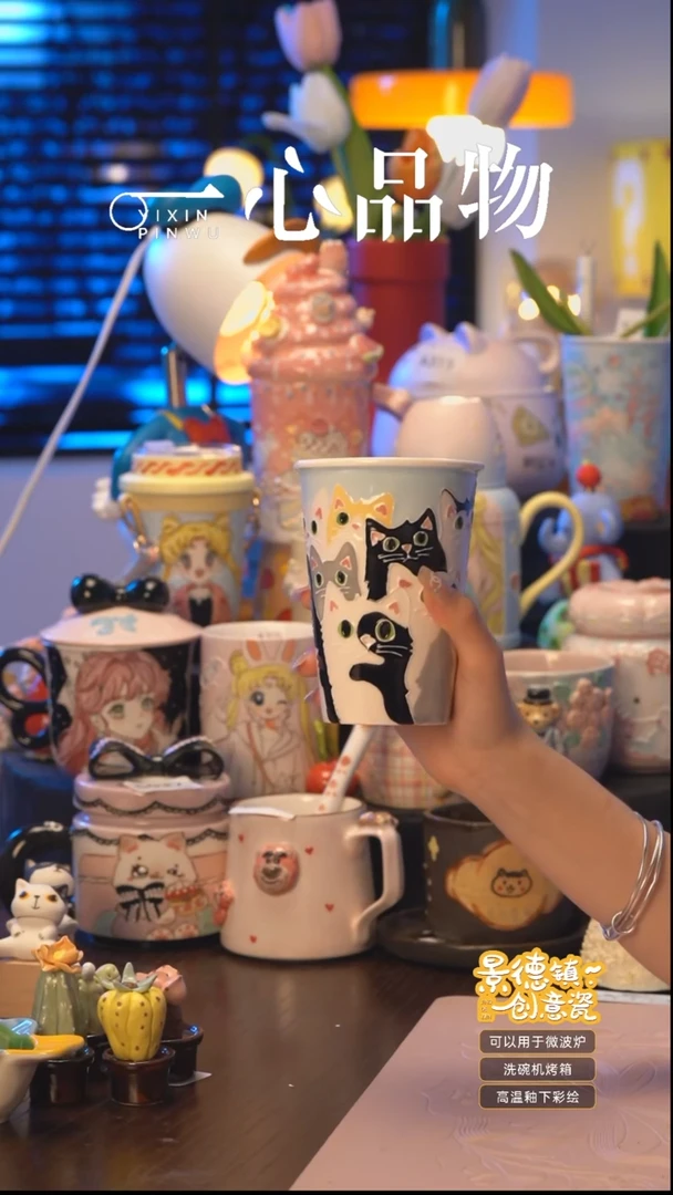 杯A329景德镇手工手绘杯子摆件
