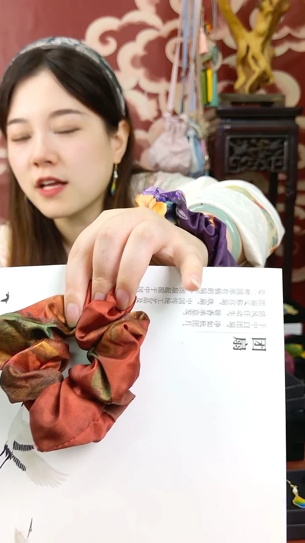 纯铜合金琉璃非遗香云纱红色发圈