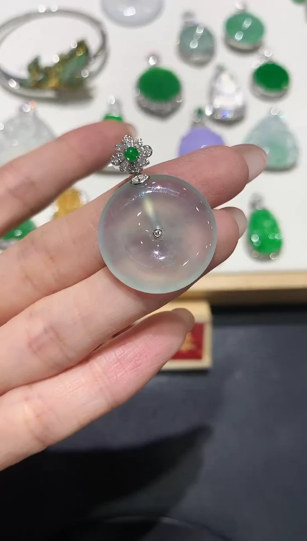 翡翠18K金镶嵌吊坠(不含链)团购2