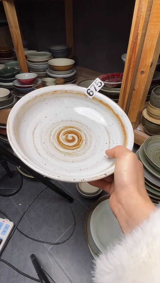 瓷片喜*675白白麻点深盘