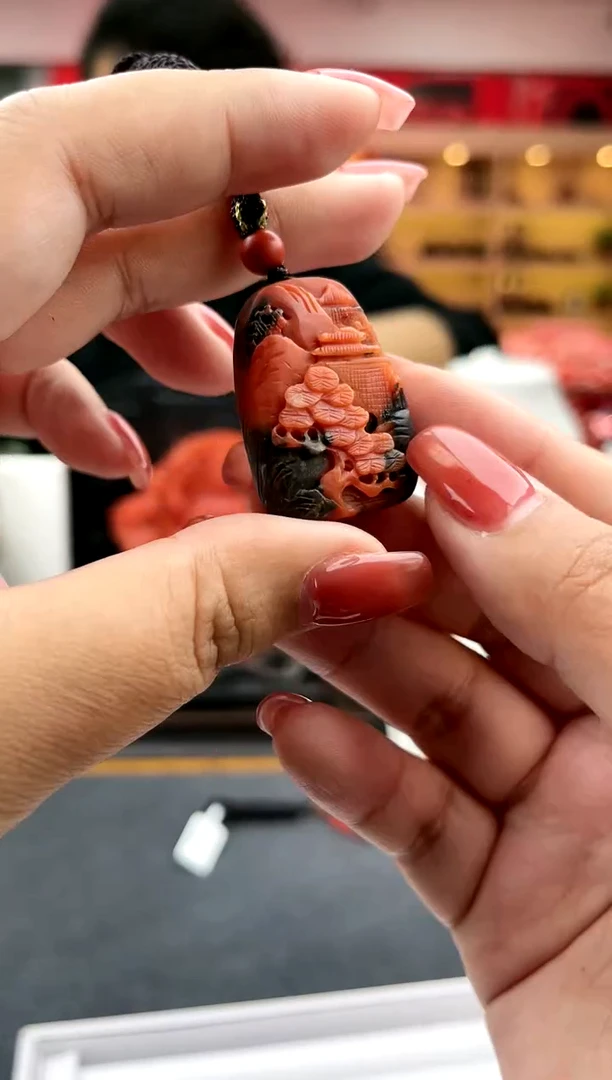 【闪购商品】南红玛瑙南红保山红黑皮山水牌未镶嵌YJ008-20