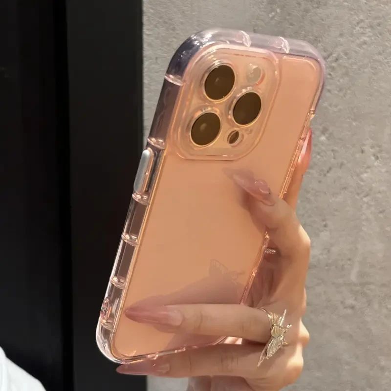 ins小众高颜值果冻气囊适用苹果16手机壳iPhone15promax简约14/13
