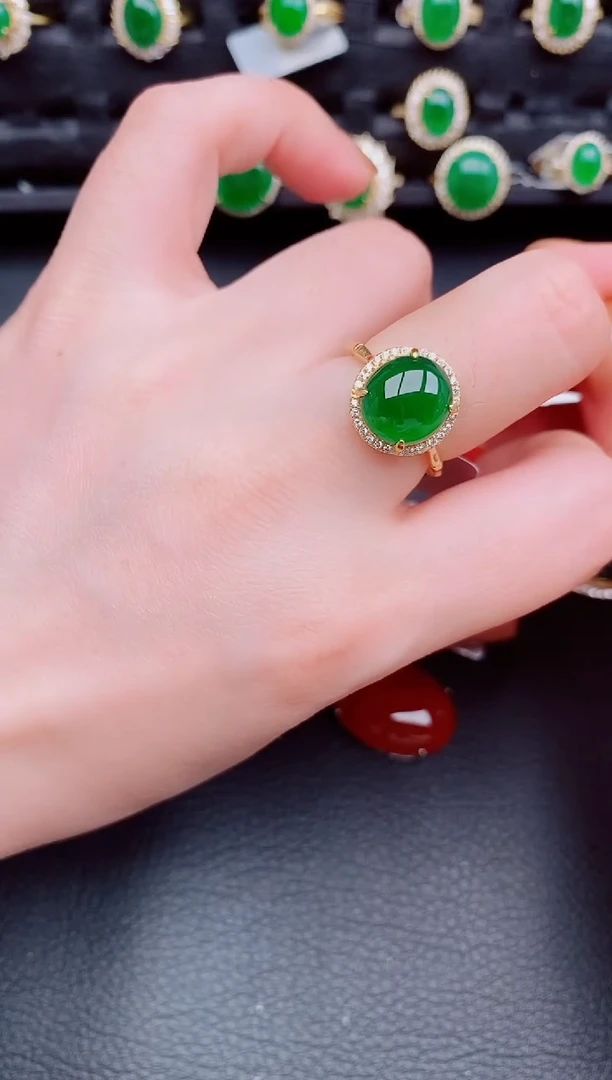 【闪购商品】翡翠戒指银S925镶嵌天然a货翡翠538