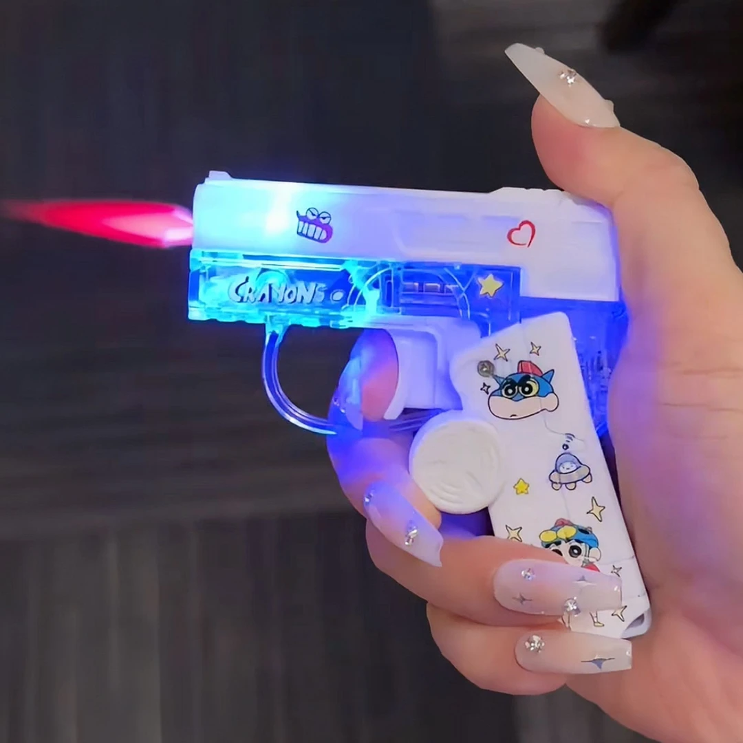 透明折叠闪灯打火机酷炫折叠旋转指尖陀螺充气创意防风打火机潮酷