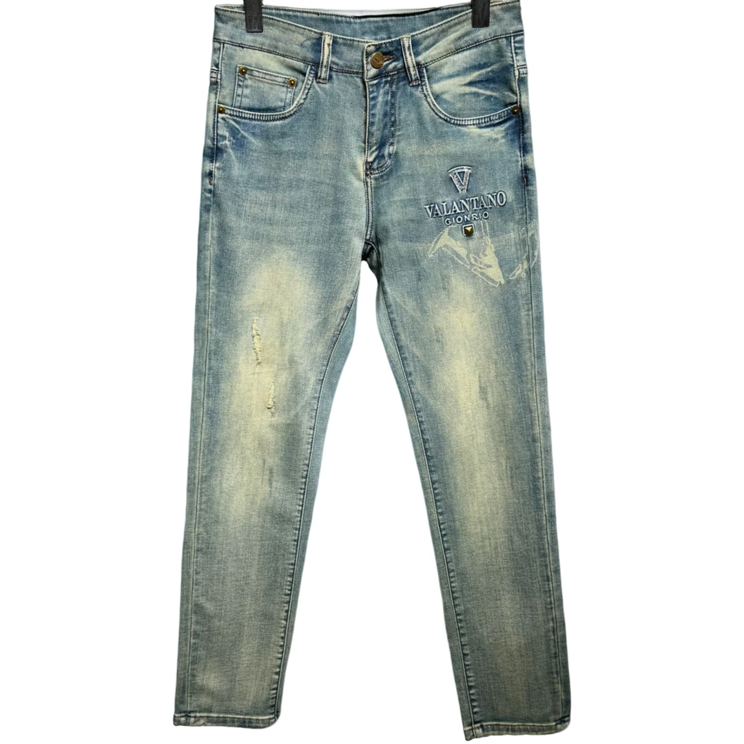 春夏复古高级感百搭时尚高级高端潮流爆款男士直筒休闲牛仔裤7738