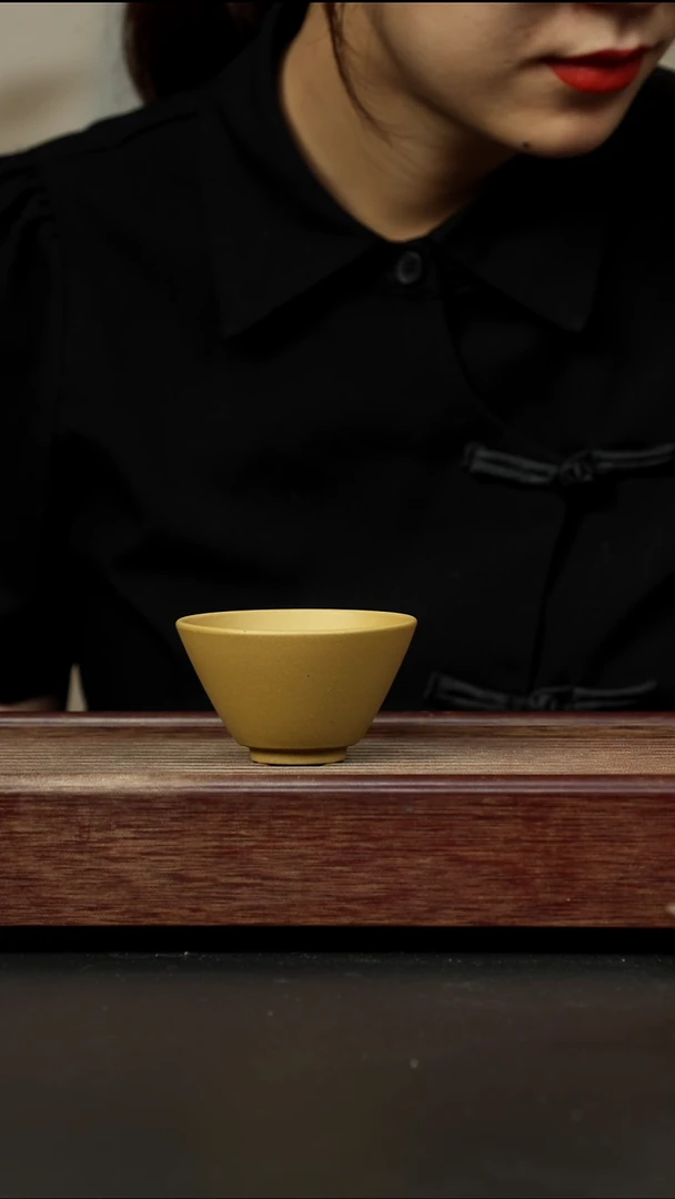 紫砂茶壶黄金段斗笠杯