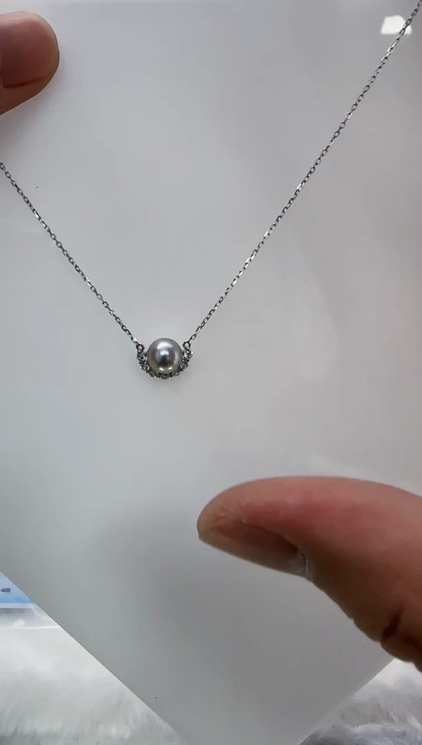 【闪购商品】海水珍珠DA银S925镶嵌a1174 灰珠套链8